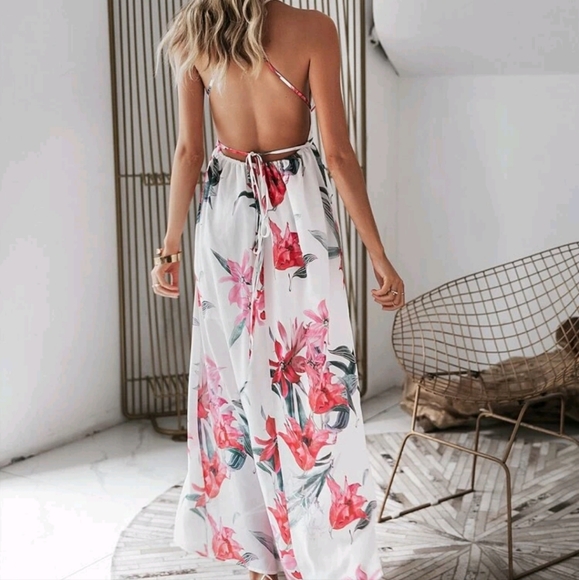Floral Backless Dress - Picture 2 of 4